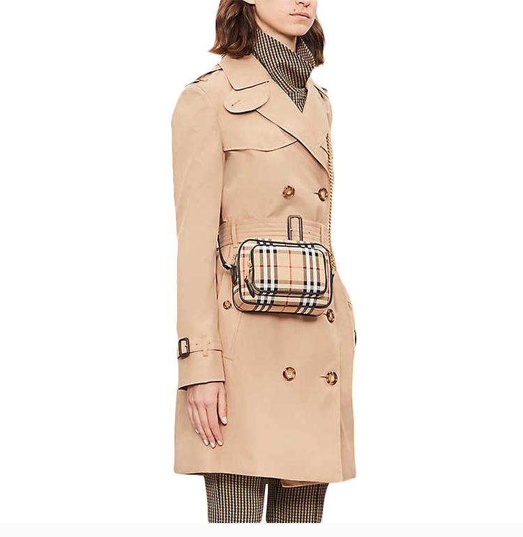 burberry 博柏利 女装 服饰 肯辛顿版型 棉质双排扣束腰修身长款 女士