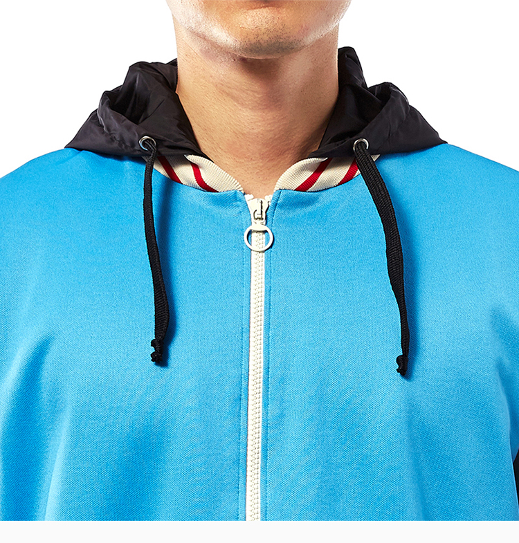 gucci/古驰 20春夏 男装 服装 红蓝拼色混纺连帽拼接抽绳飞行服 男士