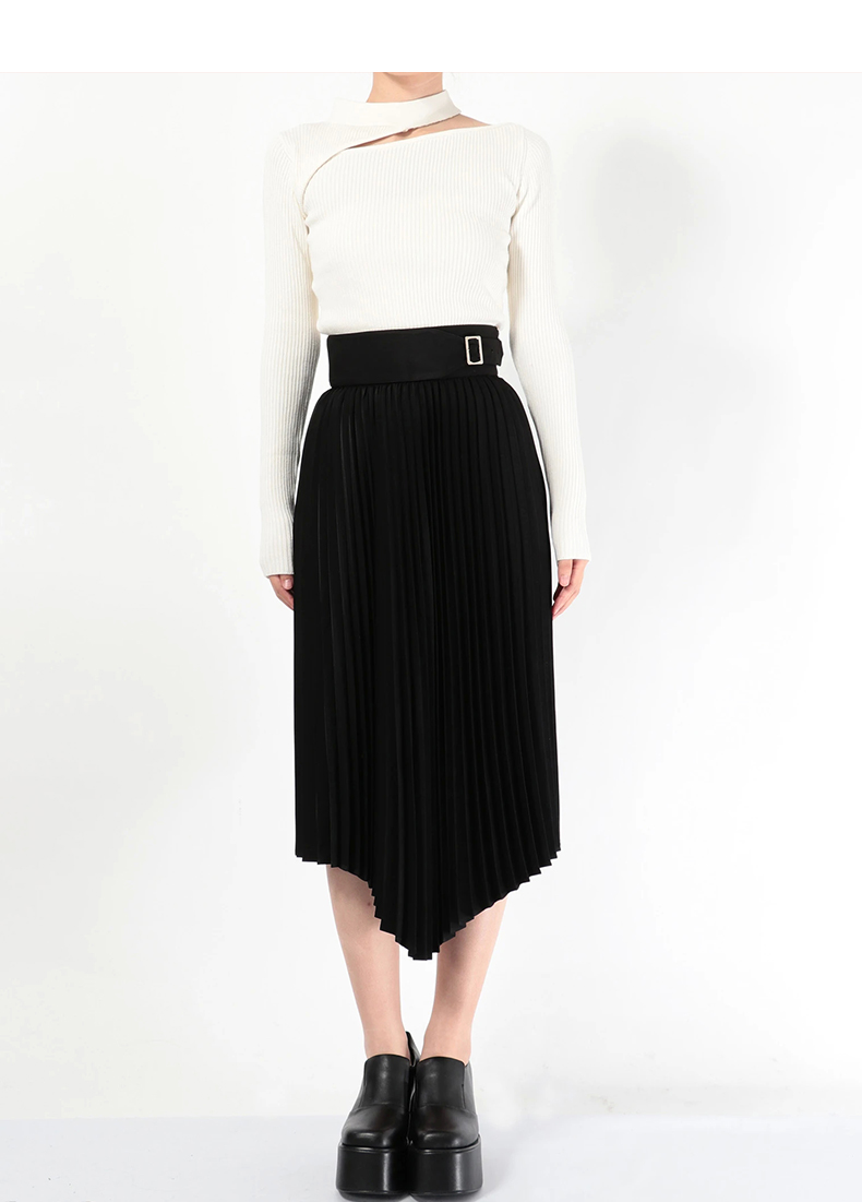 emoda/emoda 女士半身裙 半身裙女ins不规则直筒不对称中长款高腰