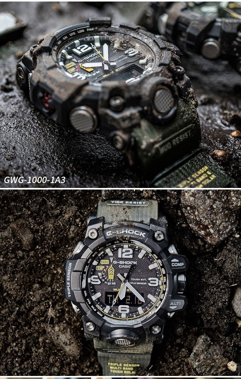 casio/卡西欧男表g-shock大泥王系列人工蓝宝石玻璃太阳能电波运动
