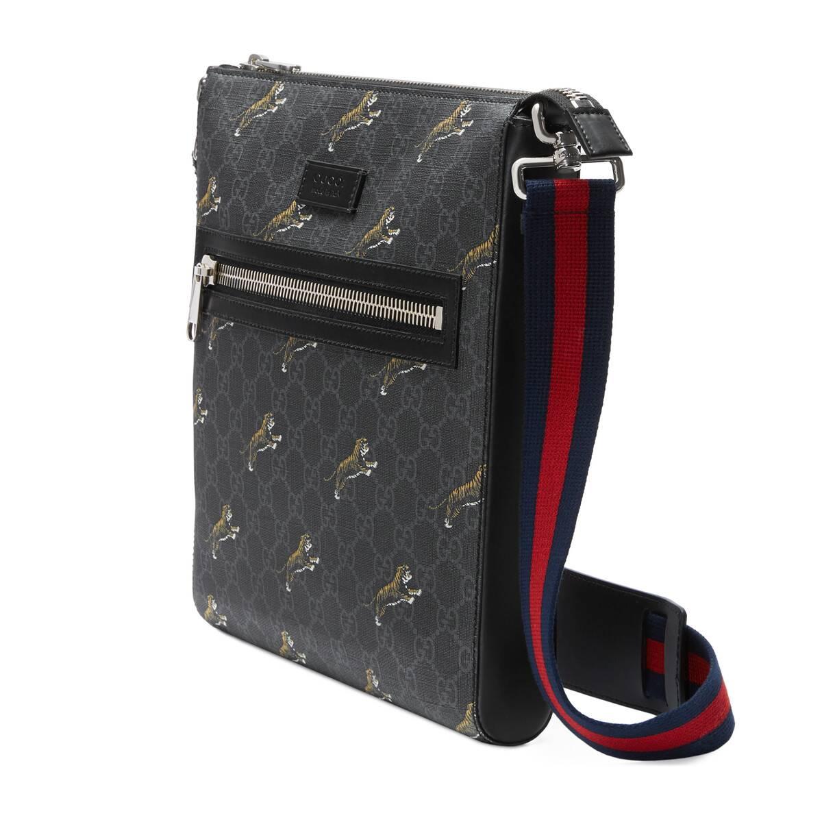 【包邮包税】 gucci 20秋冬男士饰老虎印花*人造帆布