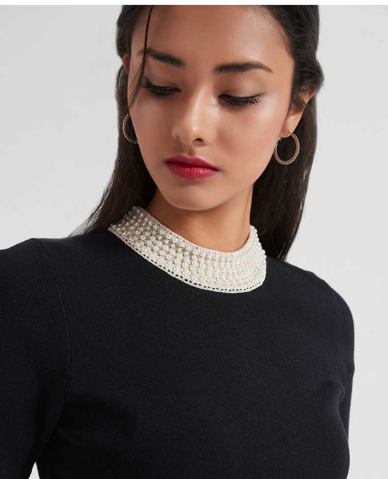 wear】2020春季新品 女士针织衫/毛衣 珍珠包芯纱短袖针织t恤 130404