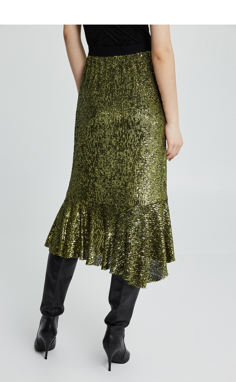 dazzle/dazzle地素19冬装闪亮节日感中长款鱼尾女士半身裙2g4s4085d