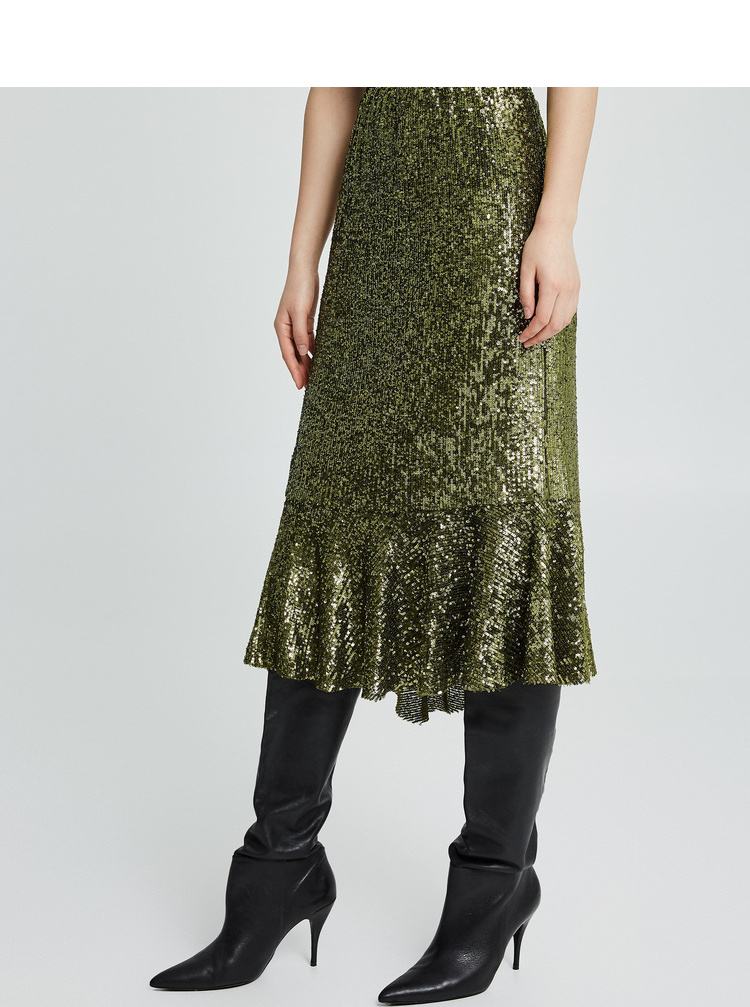 dazzle/dazzle地素19冬装闪亮节日感中长款鱼尾女士半身裙2g4s4085d