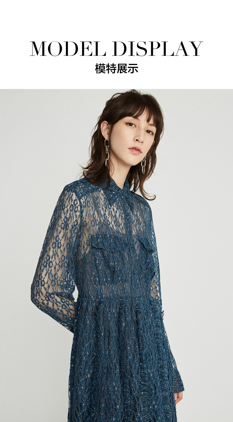 dazzle/dazzle地素19秋装优雅舒适轻薄绣花蕾丝女士连衣裙2g3o6137s