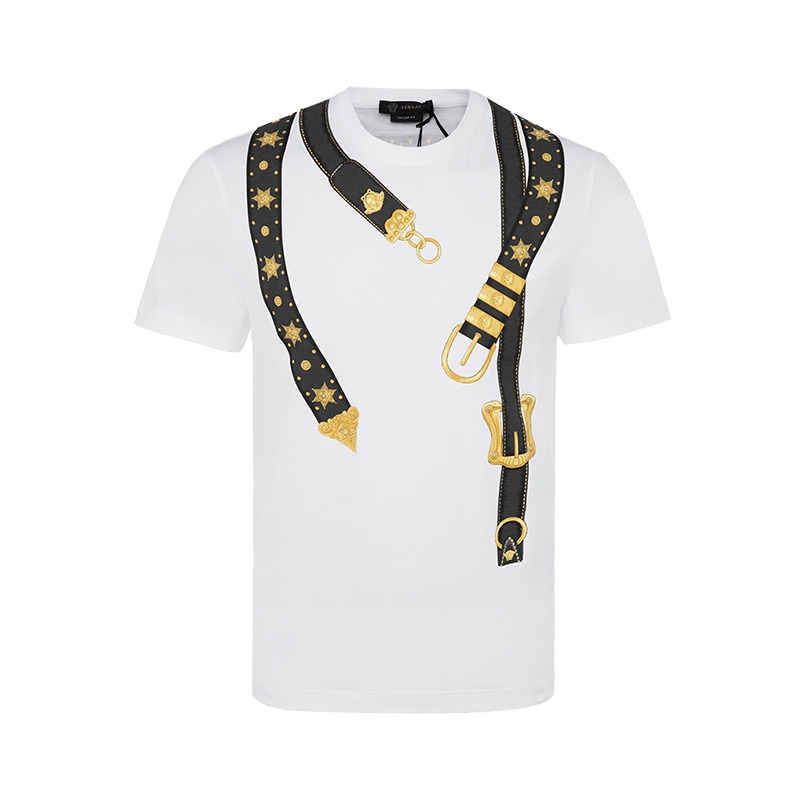 versace/范思哲 白色棉质印花装饰男士短袖t恤