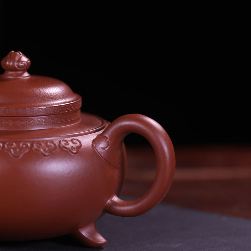 林天强老师全手工紫砂壶 朱泥壶 云肩如意壶 350cc