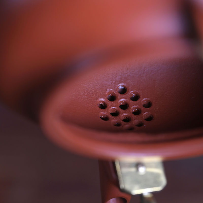 林天强老师全手工紫砂壶 朱泥壶 水平提梁壶 350cc