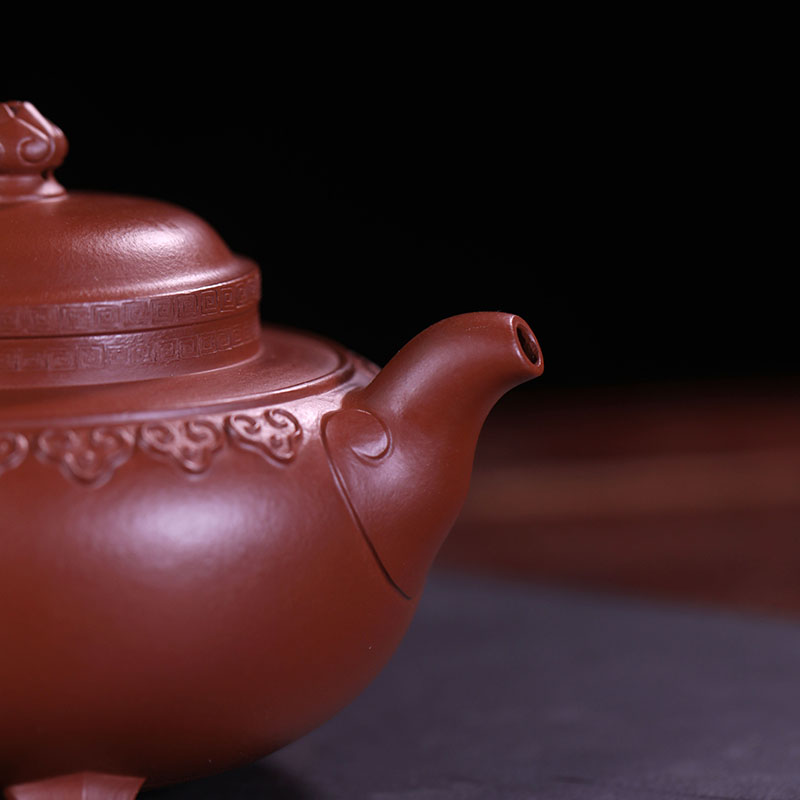 林天强老师全手工紫砂壶 朱泥壶 云肩如意壶 350cc