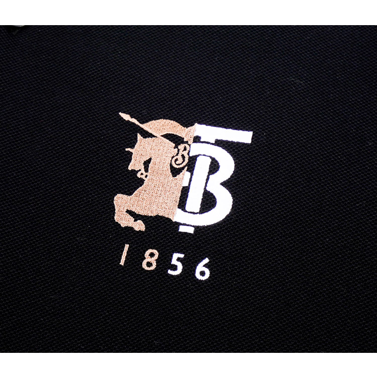 burberry/博柏利黑色1856字母骑士拼接胸标男士长polo 8025758