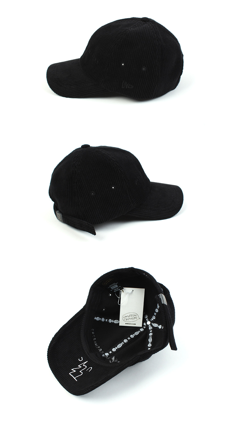 unchemistry black logo corduroy系列韩版男女同款黑色棒球帽【正品