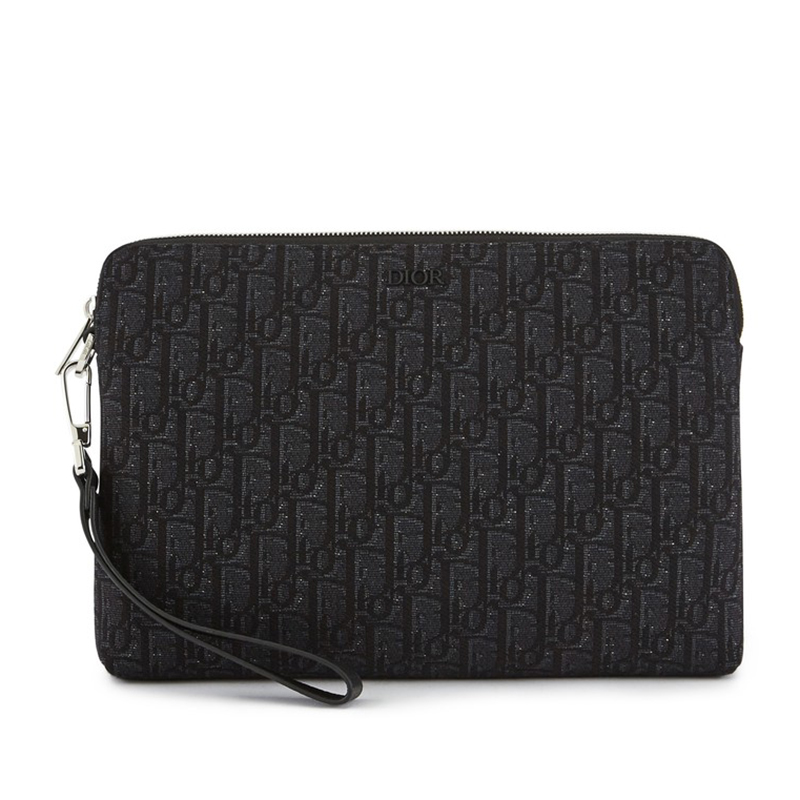 【包邮包税】dior/迪奥 oblique系列 经典黑色老花帆布 男士手拿包 2o