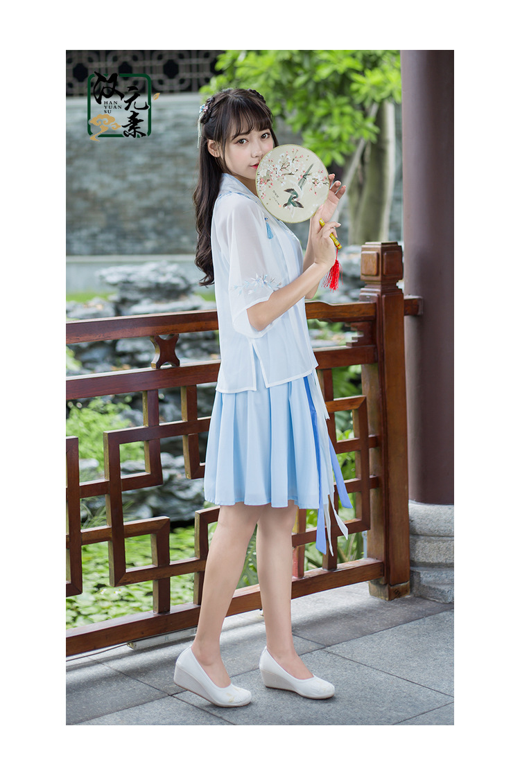 汉元素/汉元素古装汉服半臂民族服饰短裙套装女汉服古装三件套女唐装