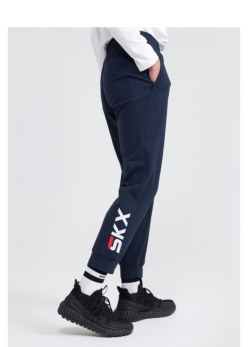 skechers斯凯奇威神v同款松紧系带针织长裤运动休闲裤男l120m042
