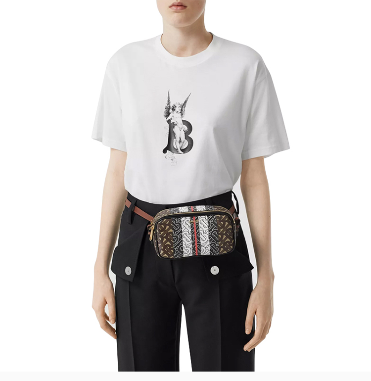 burberry/博柏利 20春夏 女士白色棉质天使字母印花圆领短袖t恤