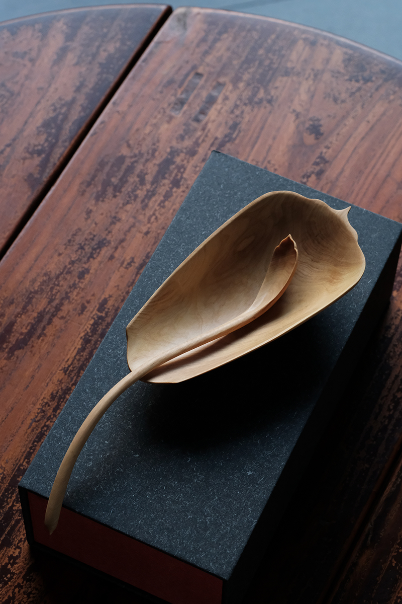 bambooart/竹矣 黄杨木 莲瓣茶则 茶拨套组 礼品