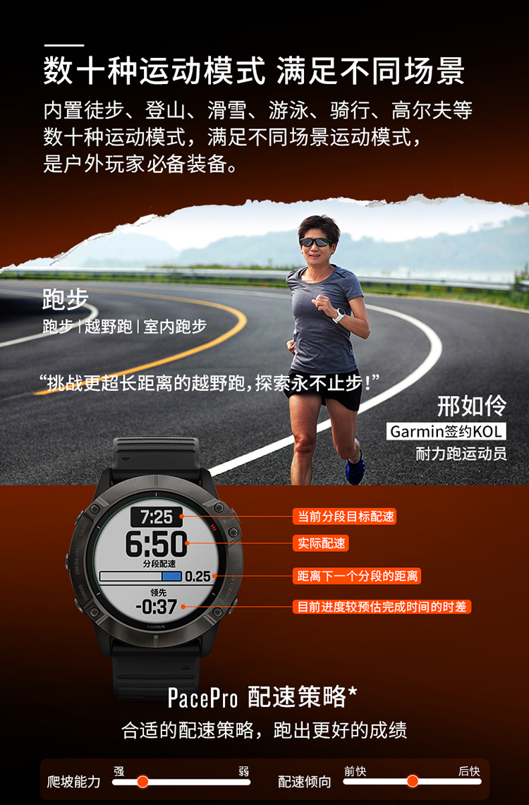 【旗舰款 太阳能【国家攀岩队官方用表】garmin/佳明fenix6x pro