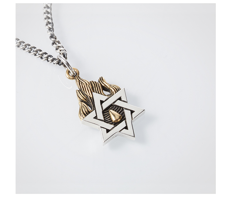 kingbaby/kingbaby 火焰合金六芒星项链