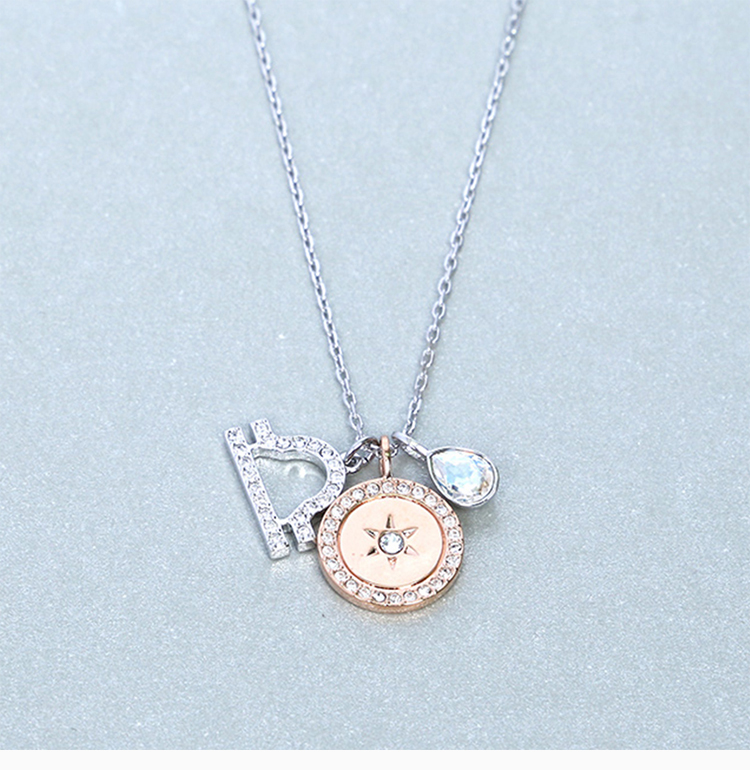 swarovski/施华洛世奇 20新品 女士镀白金色仿水晶星座系列天秤座项链