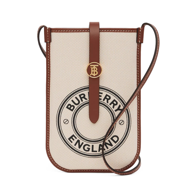 【20春夏新款】预售 burberry/博柏利 女士徽标图案棉质帆布手机保护