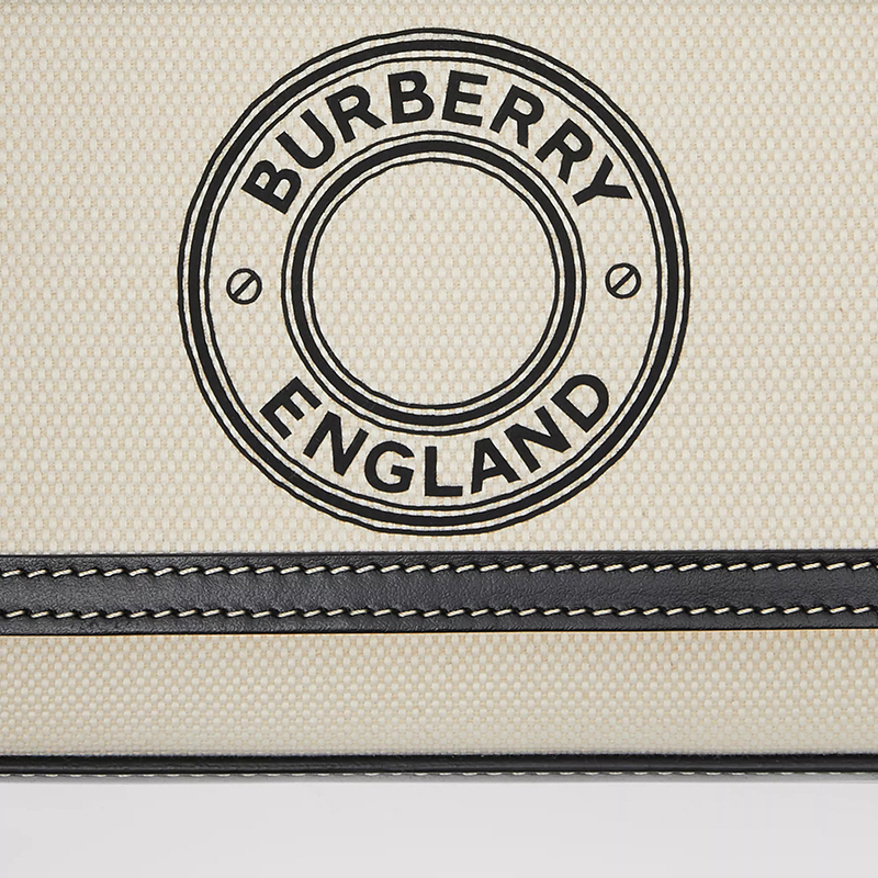 【20春夏新款】预售 burberry/博柏利 女士迷你徽标图案帆布拼皮革