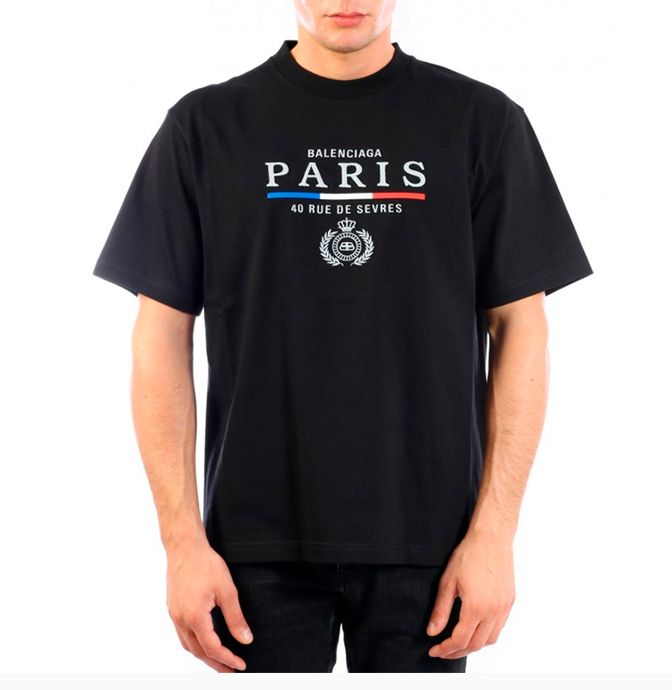 【包税】balenciaga 巴黎世家 男士棉质经典logo徽标印花圆领短袖t恤