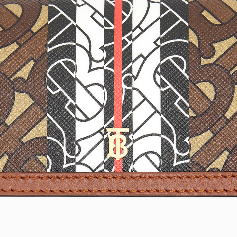 burberry/博柏利 2020年新款女士博柏利logo花纹可拆卸链条皮革单肩包