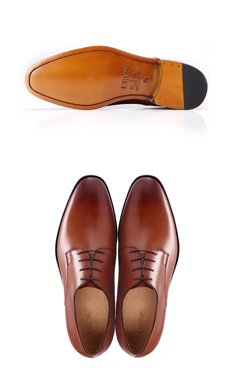 urok固特异手工定制皮鞋真皮商务正装男鞋小牛皮简约婚鞋德比鞋