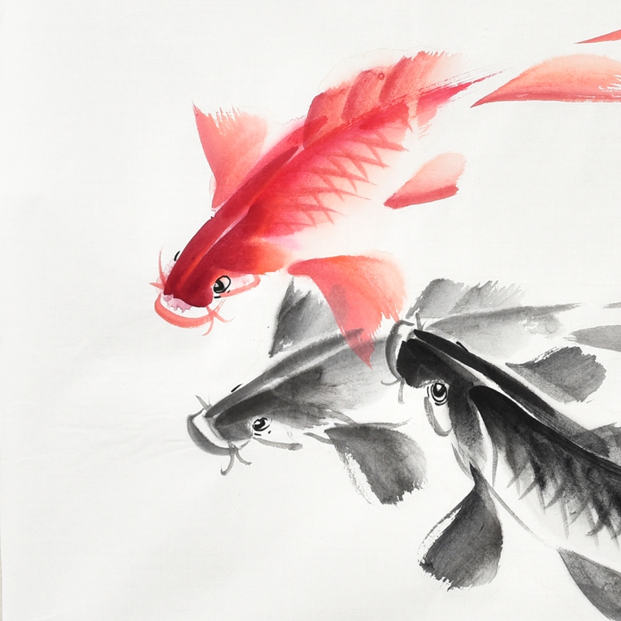 订制 李春江《荷香鱼乐》 /138x70cm/传统水墨