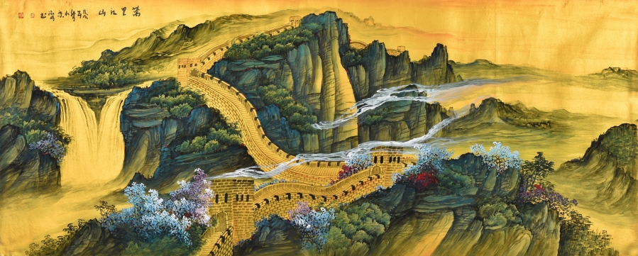 王淑娟《万里江山》 /180x70cm/传统水墨