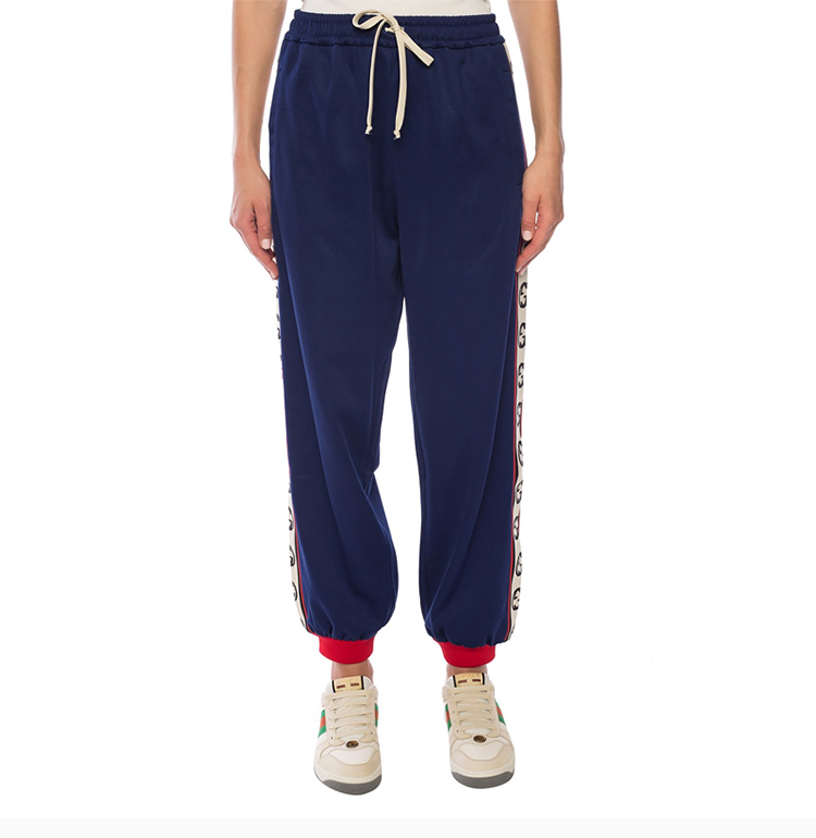 gucci/古驰 20春夏 女装 服装 蓝色棉质抽绳束脚休闲裤 女运动裤
