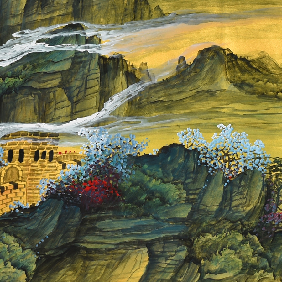 王淑娟《万里江山》 /180x70cm/传统水墨