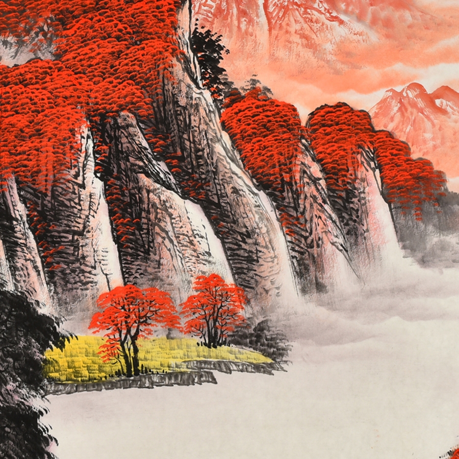 杨和平《锦绣河山》/180x70cm/传统水墨