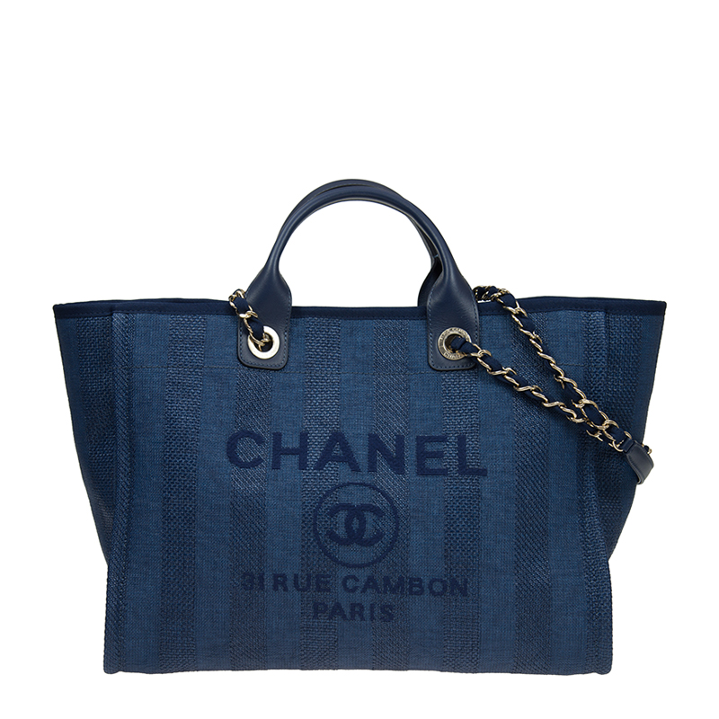 chanel/香奈儿 女士帆布材质logo标识时尚手袋 a66941 帆布 深蓝色 金