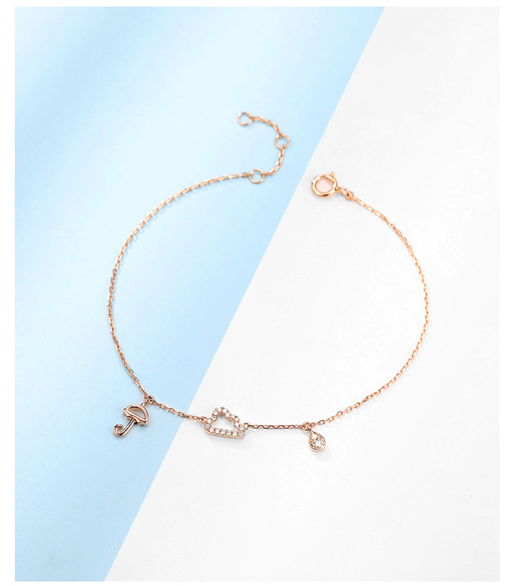 18k金玫瑰金色钻石手链女au750彩金时尚设计感腕饰