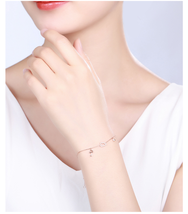 18k金玫瑰金色钻石手链女au750彩金时尚设计感腕饰