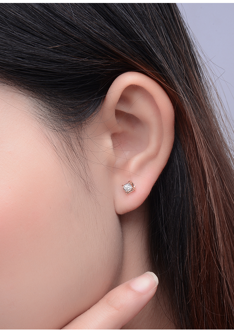 中银金行/中银金行百年经典牛头款18k金钻石耳钉耳饰彩金耳钉专柜精品