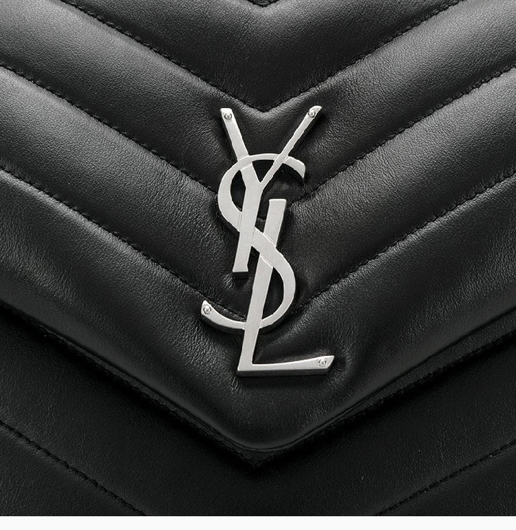 saint laurent paris 圣罗兰 女士黑色链条金属logo时尚小牛皮单肩包