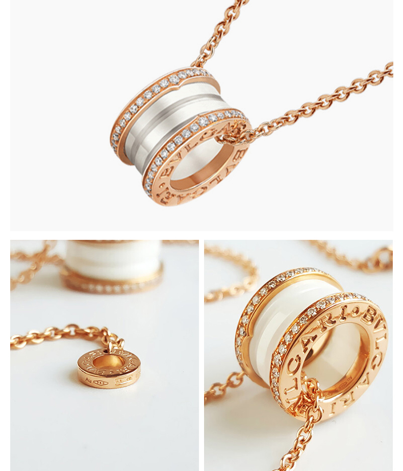 bvlgari/宝格丽 白陶瓷密镶钻 项链 cl856794