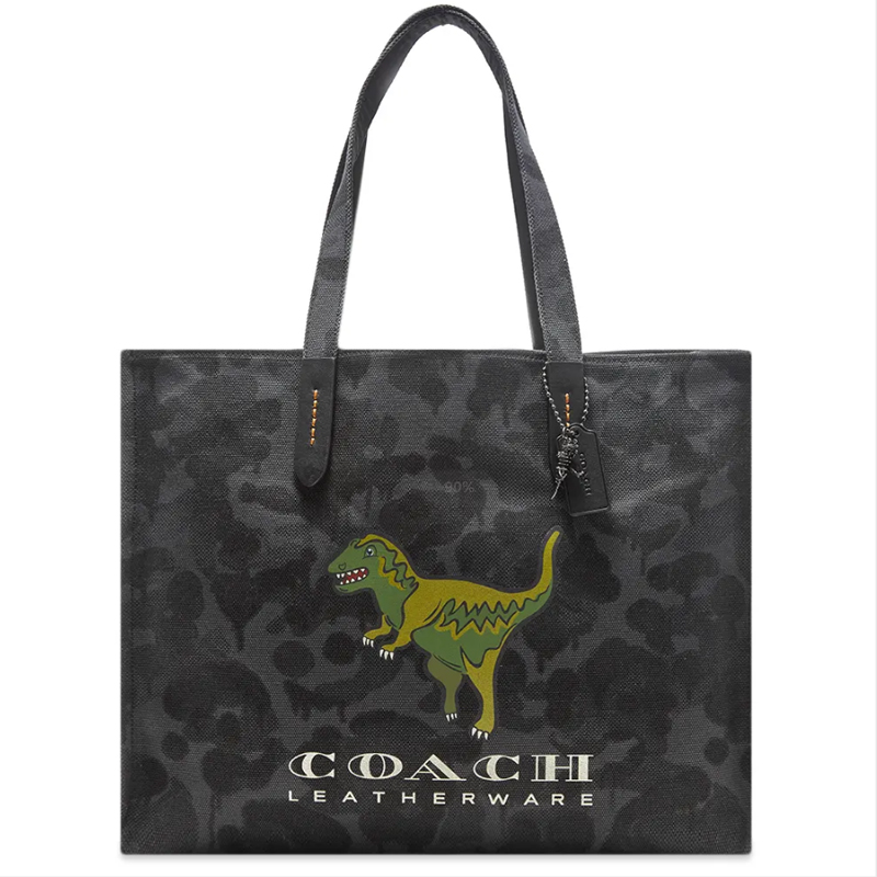 coach/蔻驰 20春夏 男士女士通用rexy系列小恐龙织物/配皮手提包 手提