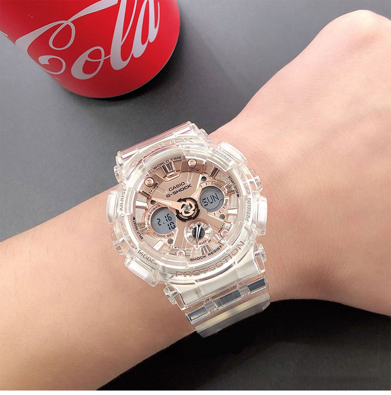 casio/卡西欧手表g-shock系列透明玫瑰金全新晶透系列潮流时尚女表