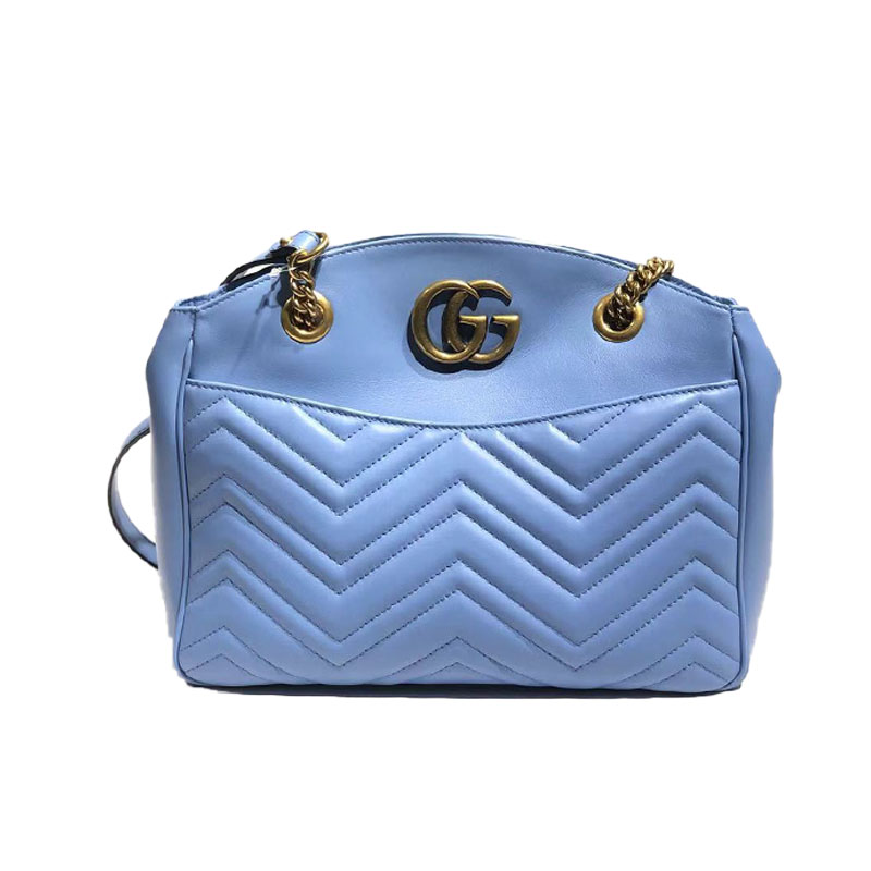 瑕疵折扣 gucci/ 古驰 女士天蓝色matelasse单肩包 443501drw1t4338