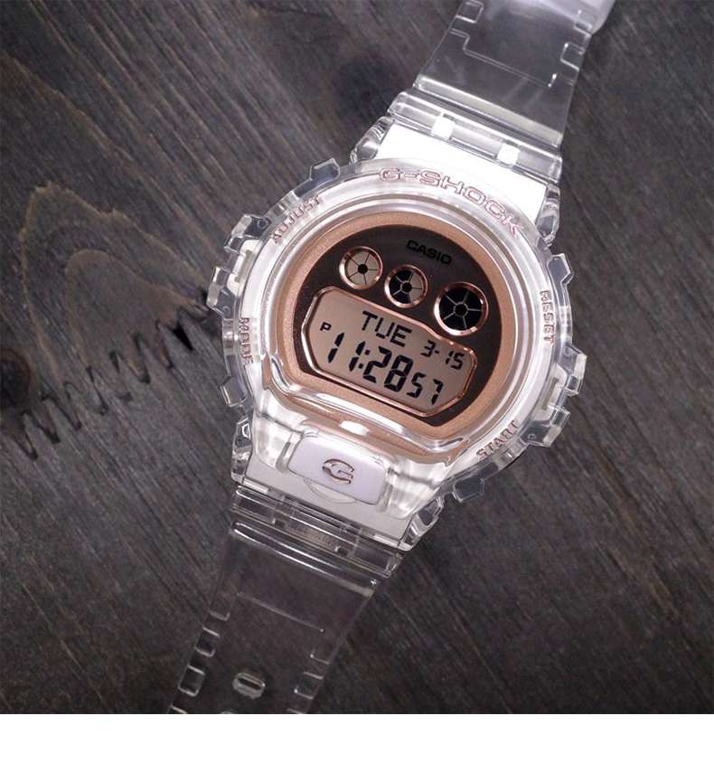 casio/卡西欧手表g-shock系列透明玫瑰金全新晶透系列潮流时尚女表
