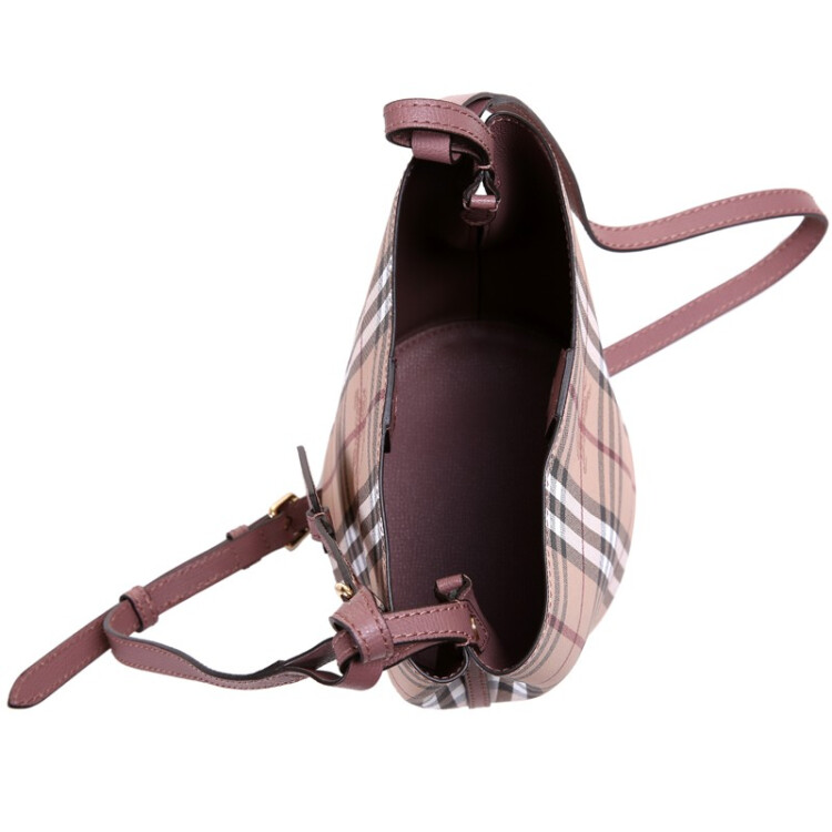 【包税】burberry/博柏利 经典款战马格纹女士斜挎包水桶包