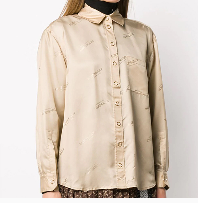 burberry/博柏利 女装 服饰 浅经典logo印花棉质贴袋休闲衬衣 女士