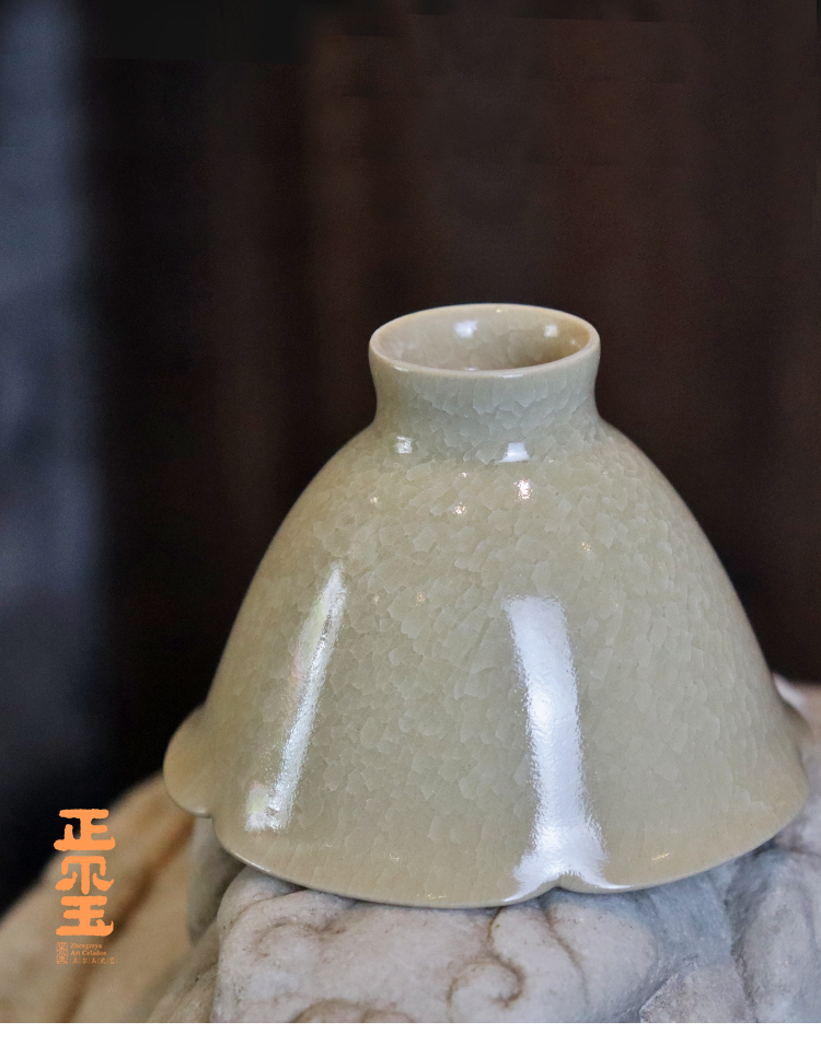 zx正尔玉茶具瓷器龙泉青瓷艺术品哥窑主人杯茶杯谢良旺老僧衣作品品茗