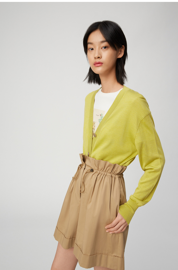 icicle/之禾女装2020春夏新款真丝v领短袖女士针织衫/毛衣1ce23114244