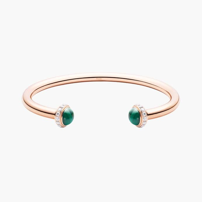 piaget/伯爵时来运转系列18k金孔雀石30颗钻石手镯(99新未使用)