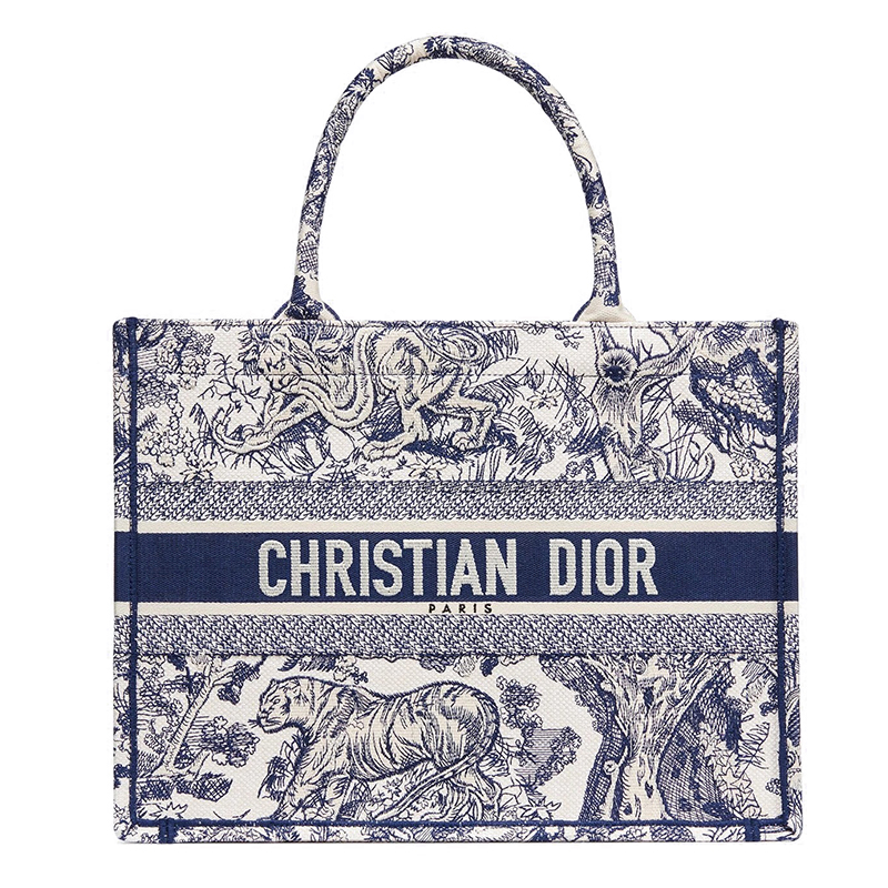 包税dior迪奥女士diorbooktote蓝色印花帆布小手袋m1296ztdtm808