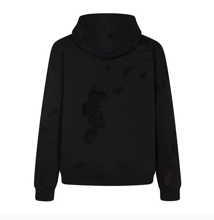 【包税】givenchy 纪梵希 男装 服装 黑色棉质破洞印花黑色卫衣连帽衫